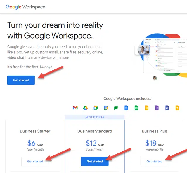 navigate to the google workspace website