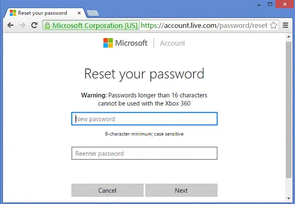 Enter the new password for your Outlook account and click Next