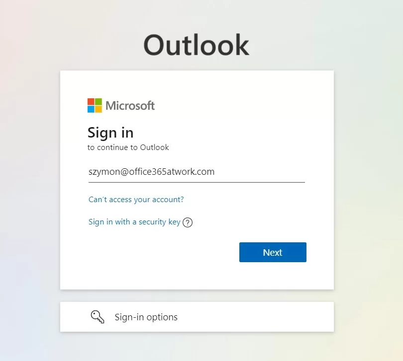 Go to the Outlook login page using your browser