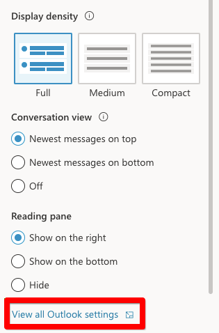 Select View all Outlook settings. 