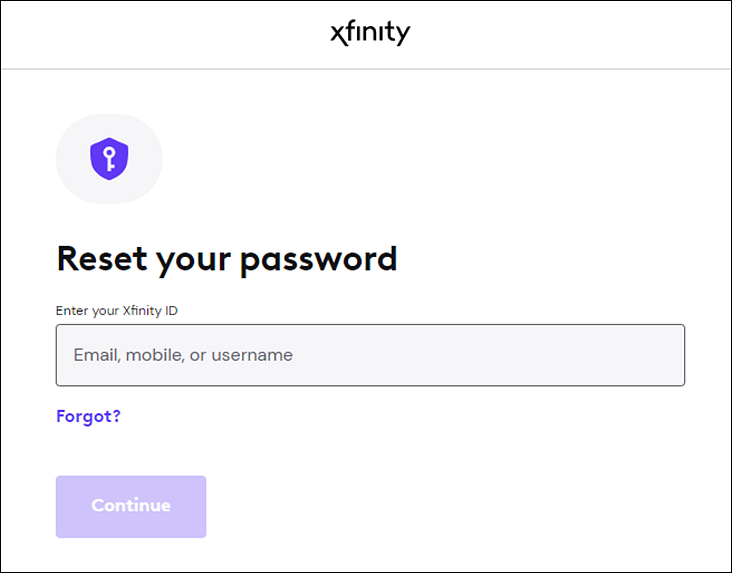 reset xfinity password