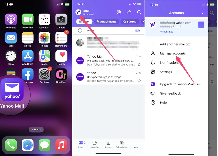 Open the Yahoo app on your phone