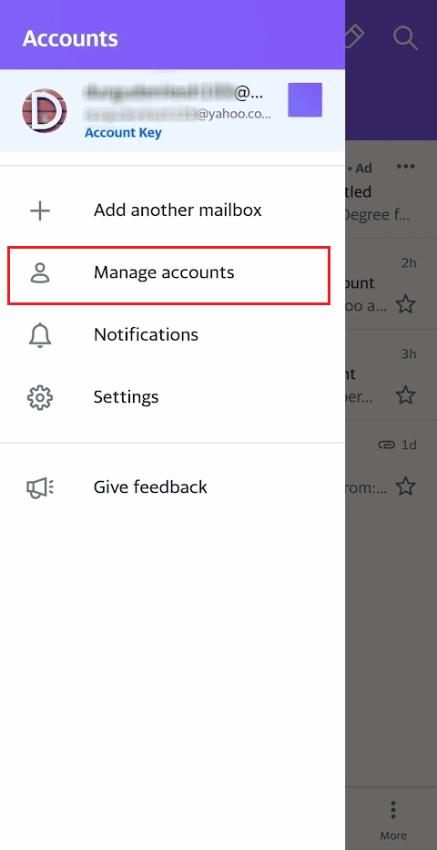 Click on the Manage Accounts option. 